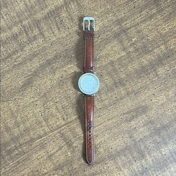 Michael Kors Silver Dial with Brown Leather Strap Watch. Vintage. MICHAEL KORS Mercer Chronograph cream Dial Stainless Steel  main image 3